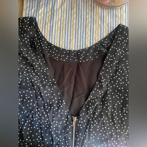 Madewell Zip Back Polka Dot Shift Mini Dress Black White Size 6 Zipper Back - Picture 9 of 15